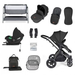 Ickle Bubba Stomp Luxe i-Size Cirrus Travel System & Home 14 Piece Bundle, Midnight/Black
