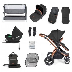 Ickle Bubba Stomp Luxe i-Size Cirrus Travel System & Home 14 Piece Bundle, Midnight/Bronze