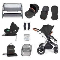 Ickle Bubba Stomp Luxe i-Size Cirrus Travel System & Home 14 Piece Bundle, Midnight/Silver