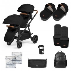 Ickle Bubba Virgo Twin 12 Piece Pram Bundle, Black