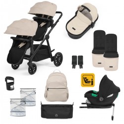 Ickle Bubba Virgo Growing Family 14 Piece Travel System with i-Size Cirrus Car Seat + Isofix Base, Stone