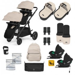 Ickle Bubba Virgo Twin 18 Piece Travel System with i-Size Cirrus Car Seats & Isofix Bases, Stone