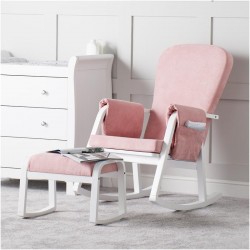 Ickle Bubba Dursley Rocking Chair and Stool, Blush Pink