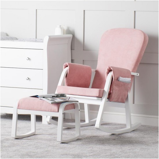 Ickle Bubba Dursley Rocking Chair and Stool, Blush Pink