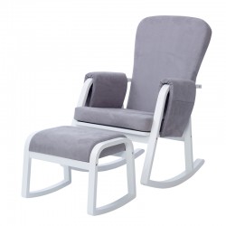 Ickle Bubba Dursley Rocking Chair and Stool, Pearl Grey