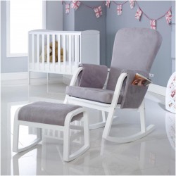 Ickle Bubba Dursley Rocking Chair and Stool, Pearl Grey