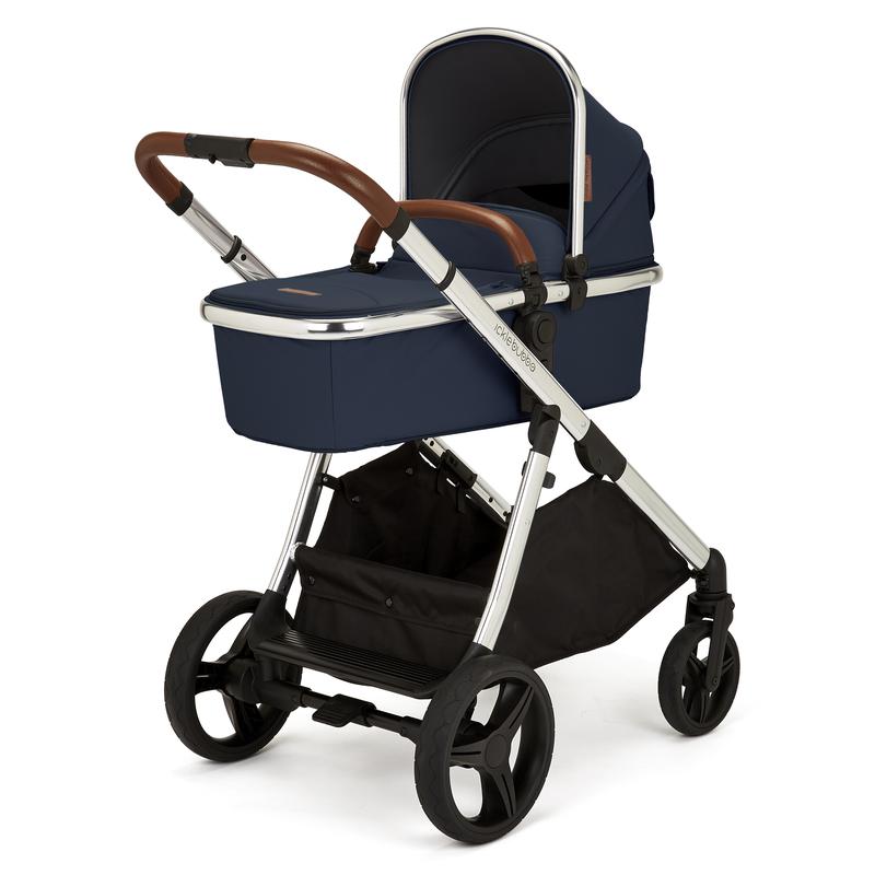 navy and tan pram