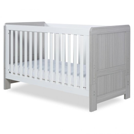 Ickle Bubba Pembrey Cot Bed, Ash Grey & White