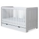 Ickle Bubba Pembrey Cot Bed & Under Drawer, Ash Grey & White