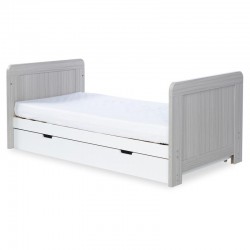 Ickle Bubba Pembrey Cot Bed & Under Drawer, Ash Grey & White