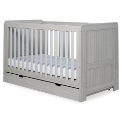 Ickle Bubba Pembrey Cot Bed & Under Drawer, Ash Grey