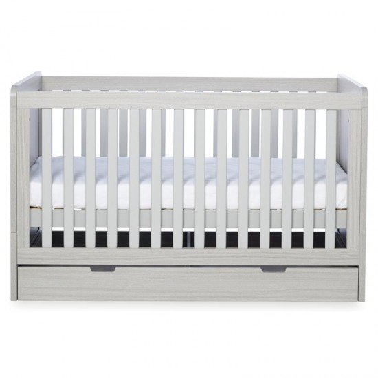 Ickle Bubba Pembrey Cot Bed & Under Drawer, Ash Grey