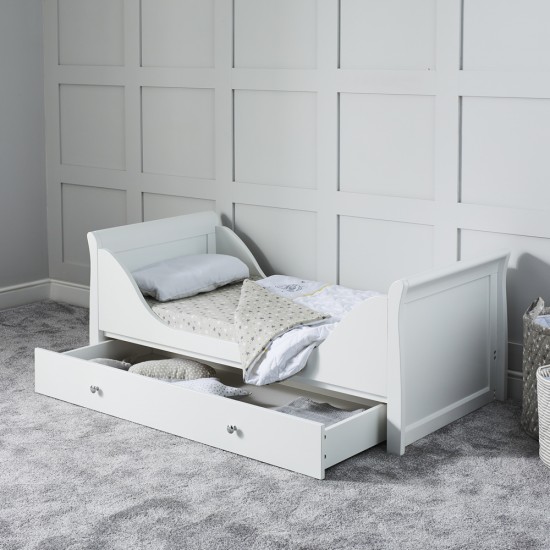 Ickle Bubba Snowdon Classic Sleigh Cot Bed + Mattress, White