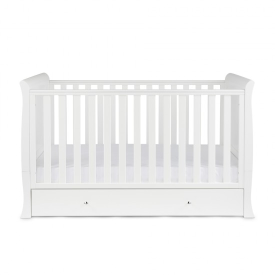 Ickle Bubba Snowdon Classic Sleigh Cot Bed + Mattress, White