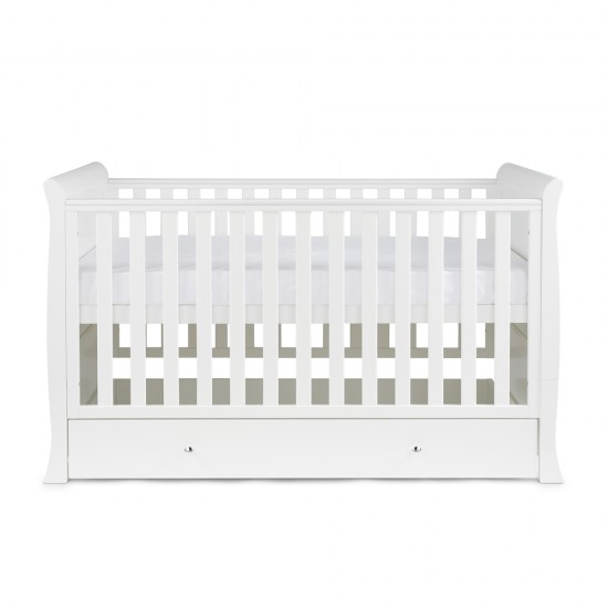 Ickle Bubba Snowdon Classic Sleigh Cot Bed + Mattress, White