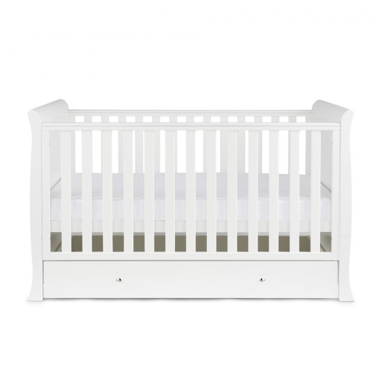 Ickle Bubba Snowdon Classic Sleigh Cot Bed + Mattress, White