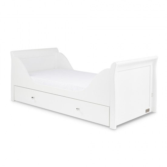 Ickle Bubba Snowdon Classic Sleigh Cot Bed + Mattress, White