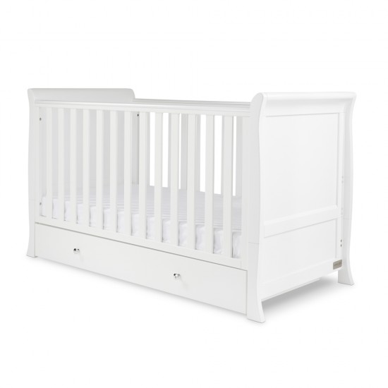 Ickle Bubba Snowdon Classic Sleigh Cot Bed + Mattress, White