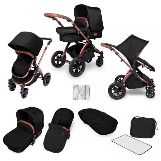 Ickle Bubba Stomp V4 2 in 1 Pushchair & Carrycot, Midnight / Bronze