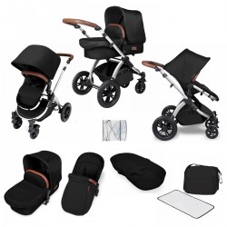 Ickle Bubba Stomp V4 2 in 1 Pushchair & Carrycot, Midnight / Chrome