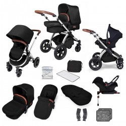 Ickle Bubba Stomp V4 All in One Travel System with Isofix Base, Midnight / Chrome