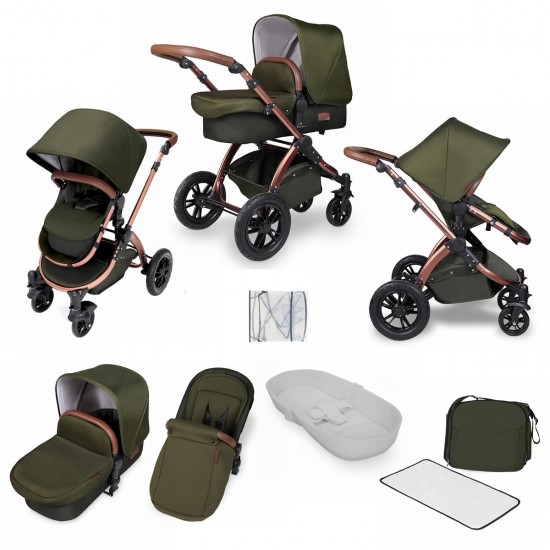 Ickle Bubba Stomp V4 2 in 1 Pushchair & Carrycot, Woodland / Bronze