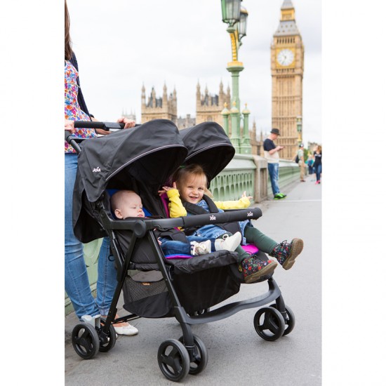 Joie Aire Twin Stroller with Footmuffs & Raincover, Dark Pewter