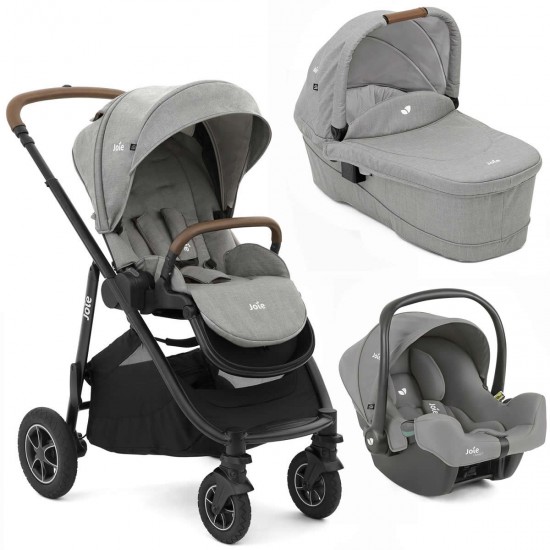 Joie Versatrax Pushchair + Carrycot + Car Seat Travel System, Pebble