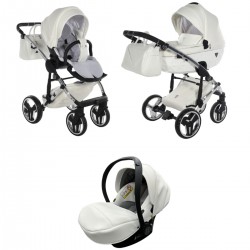 Junama Fluo Individual 3 in 1 Travel System, White Silver