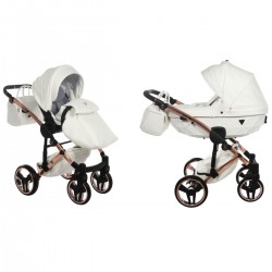 Junama Fluo Individual 2 in 1 Pram & Pushchair, White Rose Gold