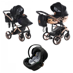 Junama Handcraft 3 in 1 Travel System, Black Rose Gold
