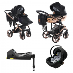 Junama Handcraft 4 in 1 Isofix Travel System, Black Rose Gold