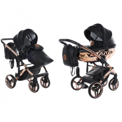Junama Handcraft 2 in 1 Pram & Pushchair, Black Rose Gold