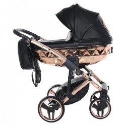 Junama Handcraft 2 in 1 Pram & Pushchair, Black Rose Gold