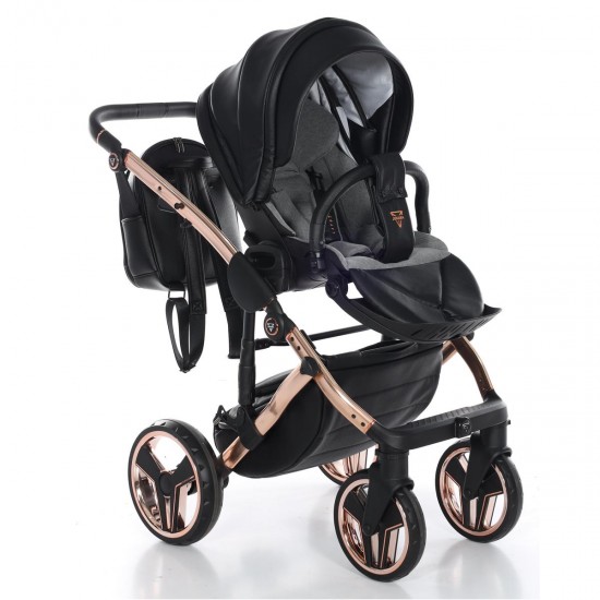 Junama Handcraft 2 in 1 Pram & Pushchair, Black Rose Gold