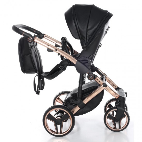 Junama Handcraft 2 in 1 Pram & Pushchair, Black Rose Gold