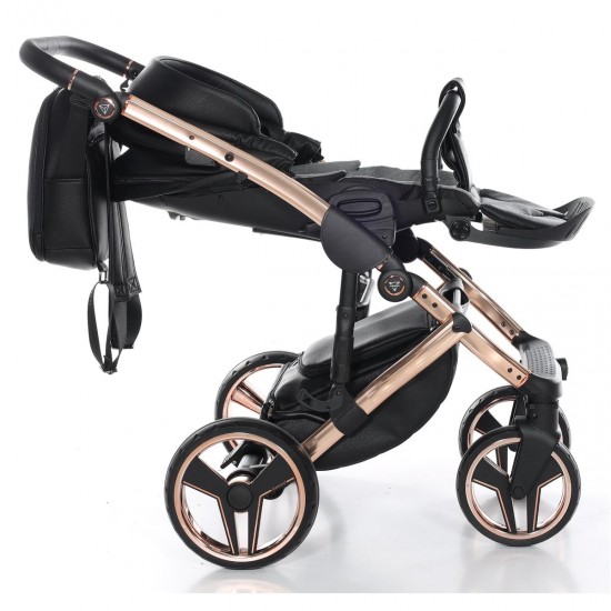 Junama Handcraft 2 in 1 Pram & Pushchair, Black Rose Gold