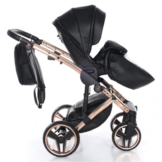 Junama Handcraft 2 in 1 Pram & Pushchair, Black Rose Gold