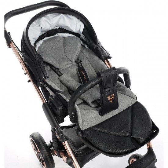 Junama Handcraft 2 in 1 Pram & Pushchair, Black Rose Gold