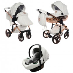 Junama Handcraft 3 in 1 Travel System, White Rose Gold
