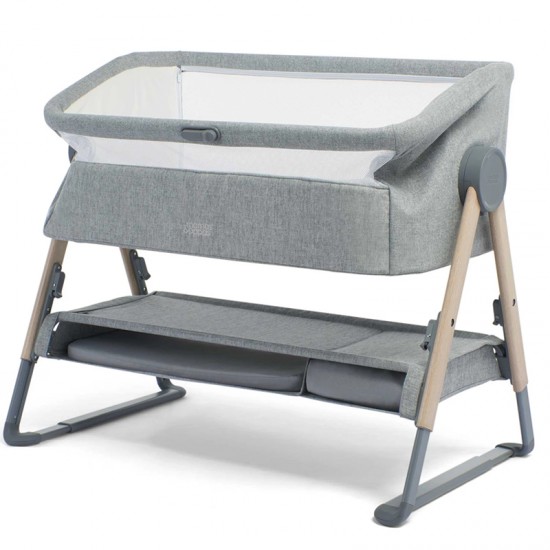 Mamas & Papas Lua Bedside Crib Bundle with Mattress Protector & Fitted Sheets - Grey
