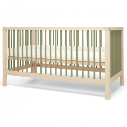 Mamas & Papas Solo Cot Bed, Moss Green/Natural