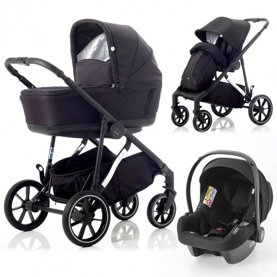 Mee-go Uno Plus 3 in 1 Travel System, Black/Chrome