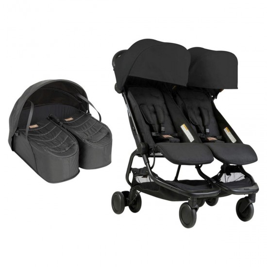Mountain Buggy Nano Duo Twin Stroller From Birth Bundle, Black Mountain Buggy Nano Duo Twin Stroller From Birth Bundle, Black