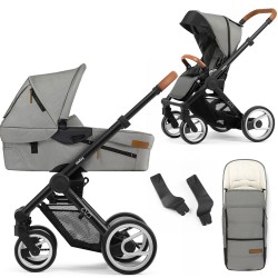 Mutsy Evo Urban Nomad 3 in 1 Pram + Footmuff & Adapters, Light Grey