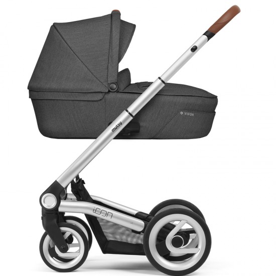 Mutsy iCon Vision 3in1 Pram + Adapters & Parasol, Smokey Grey