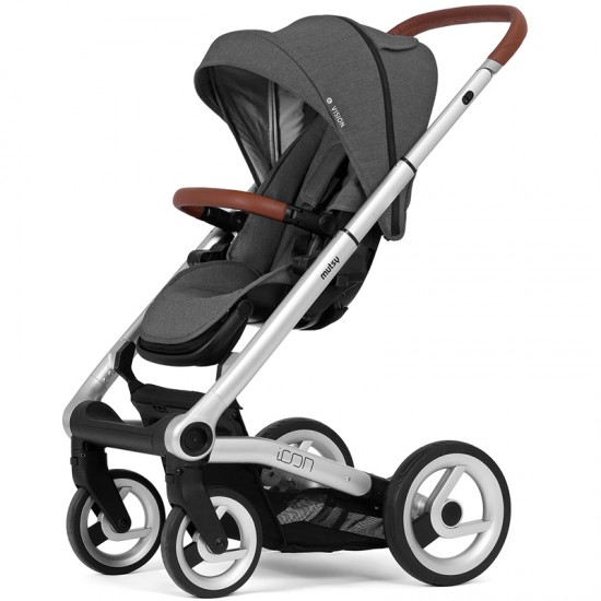 Mutsy iCon Vision 3in1 Pram + Footmuff & Adapters, Smokey Grey