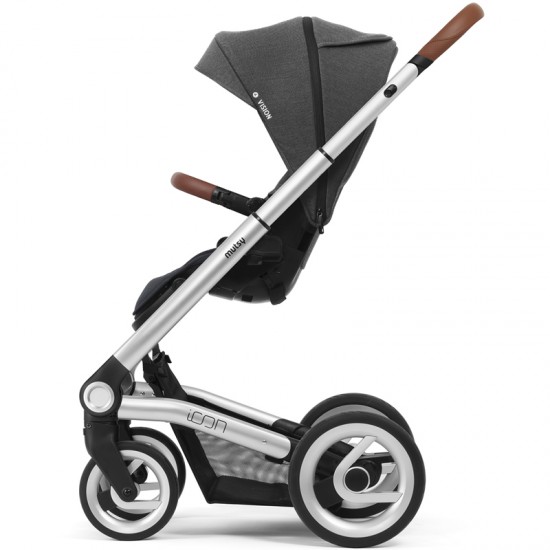 Mutsy iCon Vision 3in1 Pram + Footmuff & Adapters, Smokey Grey