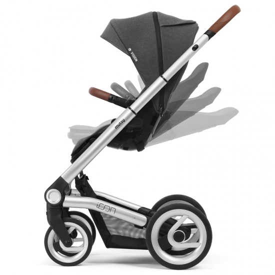 Mutsy iCon Vision 3in1 Pram + Adapters & Parasol, Smokey Grey