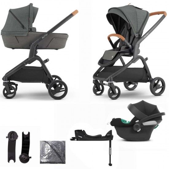 Mutsy Flow 3 in 1 Aton B2 + Base Travel System - Bundle 7, Urban Green